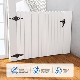 WINSOON Wood Gate Hinges for Wooden Fences Heavy Duty, 8" Strap Gate Hinge Decorative Black Finish, Western Style, Strong and Secure Hardware, Double A Type