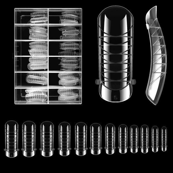 Poly Gel Nail Forms, Tecanne 120pcs Dual Forms for Polygel Nail Extension Gel Clear Coffin Nails Full Cover False Nail Tips Kit for Acrylic Nails