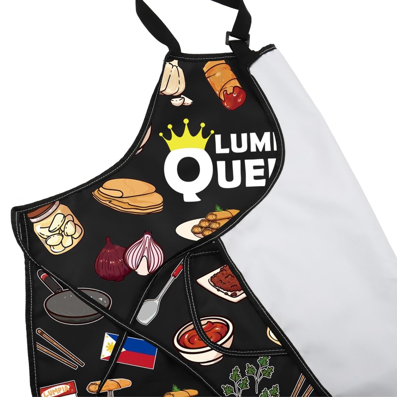 VAMSII Lumpia Queen Apron With Pockets Filipino Food Lover Adjustable