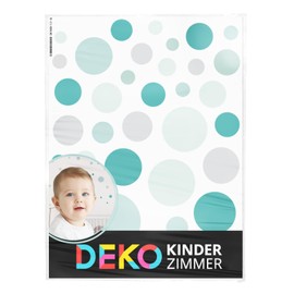 DEKO KINDERZIMMER Wandtattoo 172 Punkte für Babyzimmer Wandsticker Set Dots Pastell Kinderzimmer Wandaufkleber Kreise selbstklebend türkis grau Mint DK1125-08