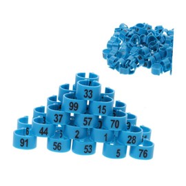 Chicken Rings, 100 Pieces Rings for Chickens, Chicken Rings, Pigeon Anklets for Poultry Legs, Numbers from 1 to 100 for Marking Rings (Blue)