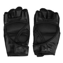 Hand Taekwondo Gear Glove Half Finger Safe Adjustable Wrist Band Boxing Glove for Punching Bag Black