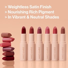 wet n wild Mega Last Rich Satin Lip Color, Rich Creamy Color with Satin Finish, Infused with Vitamin E & Moisturizing Argan Oil, Lightweight, Silky-Smooth, Vegan & Cruelty-Free - Hush Lil' Beige