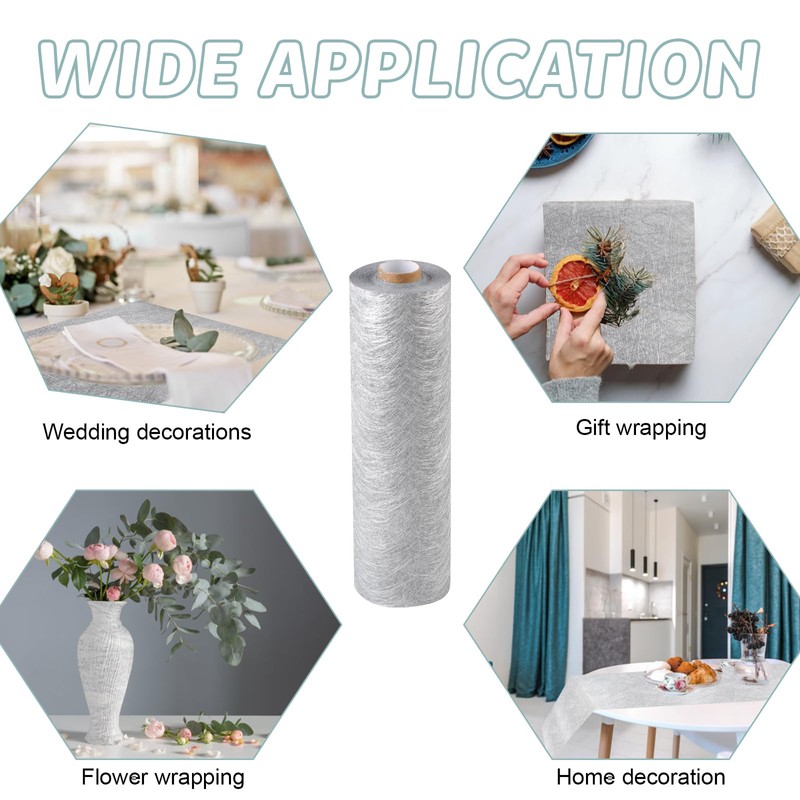 Fleece Table Runner, Silver, 23 cm x 30 m Table