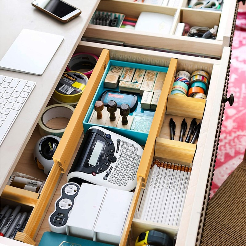 ANTOWIN Bamboo Drawer Dividers Organizers, Drawer Separators Splitter,13-17 inches Long