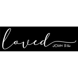 John 3:16 Loved Vinyl Decal | White | Made in USA by Foxtail Decals | for Car Windows, Tablets, Laptops, Water Bottles, etc. | 8.0 x 2.3 inch