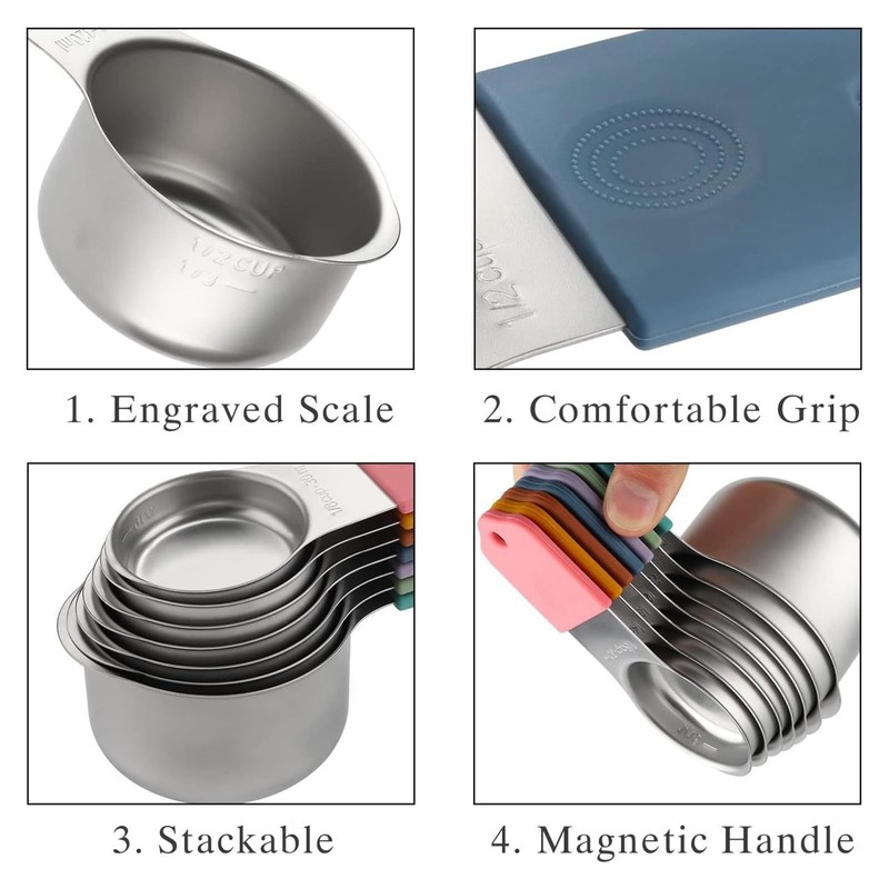 Magnetic Measuring Cups and Spoons Set, Stainless Steel Measuring Spoons