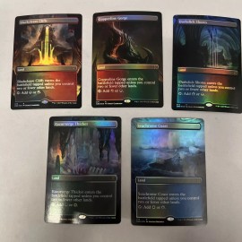 FOIL - 5 Alt-Art Borderless Lands Cards set 370-374  Phyrexia: ONE MTG M/NM