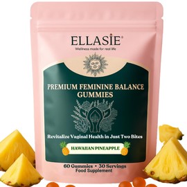 Women’s Probiotic Gummies 60 Vegan Pineapple | Vaginal Probiotics + pH Balance for Women | Feminine Flora + Intimate Comfort Support | 1 Billion CFU Bacillus Coagulans | Vitamin C | Ellasie