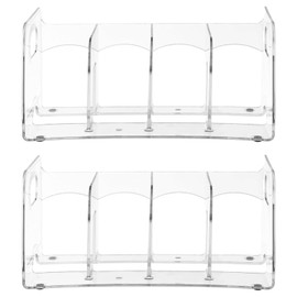 2 PCS Clear Magazine Holders, 4 Slots Magazine Organizer, Transparent Book Desk Rack, Clear Plastic File Sorter Divider, Multipurpose Desktop Holder for Books Vinyl Records Office Files