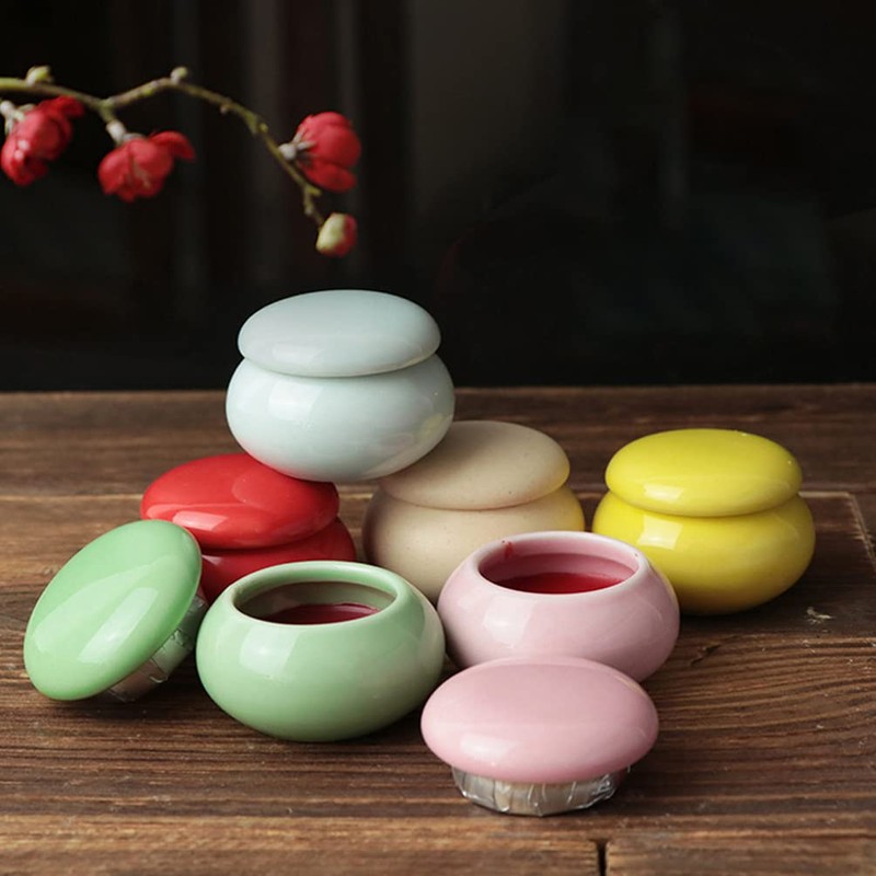 Beaupretty 3pcs Empty Ceramic Lip Balm Rouge Pot Jars with