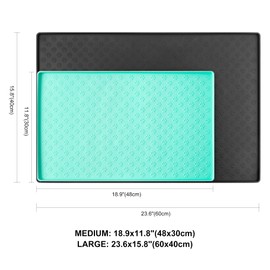 Coomazy Silicone Dog Cat Bowl Mat Waterproof Pet Feeding Placement Tray to Stop Cat Food Spills and Water Messes Out to Floor (L: 23.6x15.7in, Black)
