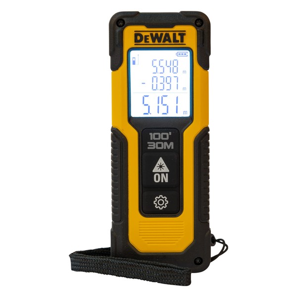 Dewalt Laser Distance Meter DWHT77100 (0.2 to 30 m Range, Laser Class 2, Measurement Tolerance: +/- 3 mm / 10 m, Length, Areas, Volume & Pythagoras Measurements, Easy Operation)