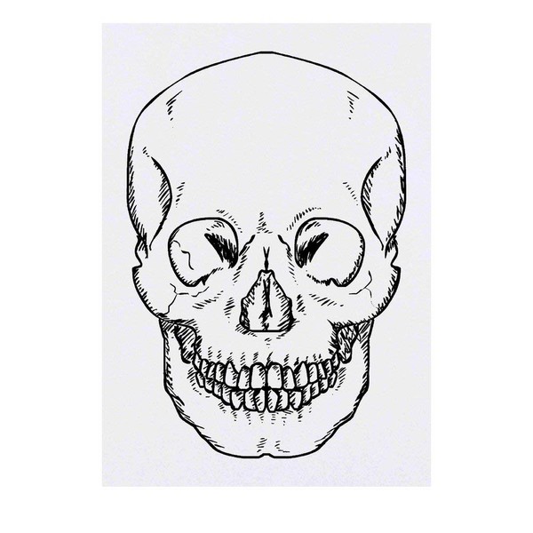'Forward Facing Skull' Temporary Tattoo - Water Resistant, Skin-Safe, Non-Toxic