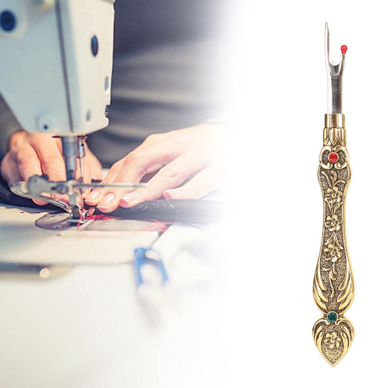 Retro Sewing Seam Rippers Professional Alloy Flower Engraved Craft Thread