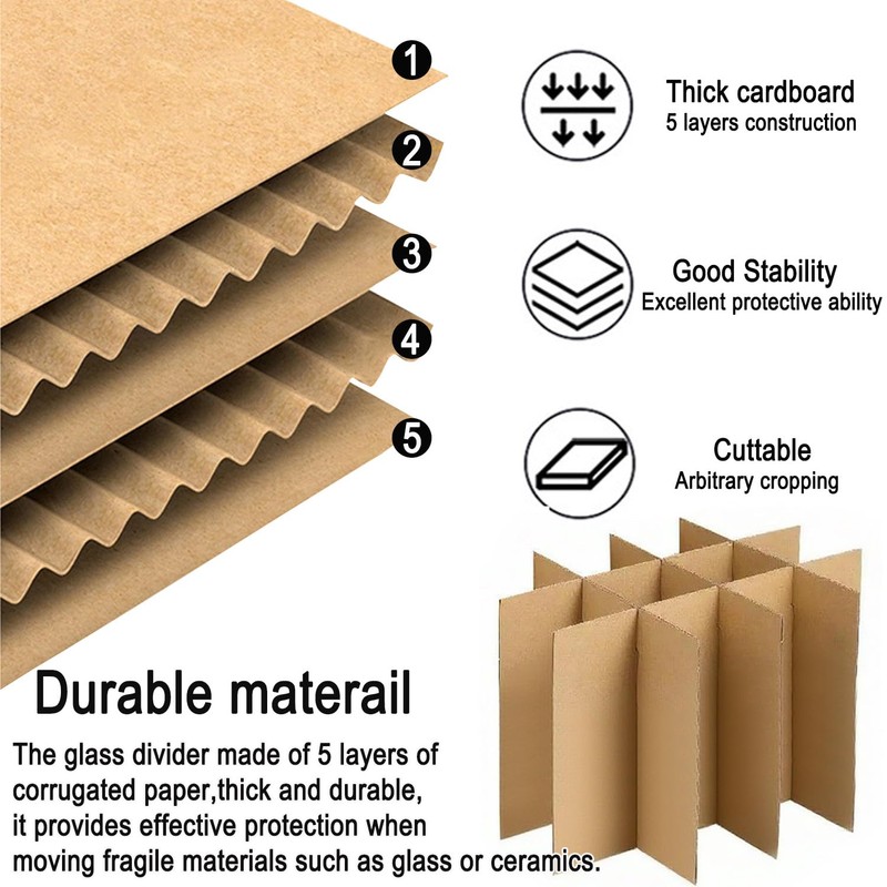 3-Pack Glassware Protection Set，Glassware Dish Packing Boxes Corrugated Dividers &
