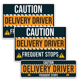 Magnet Me Up Caution Frequent Stops Delivery Driver Automotive Magnet Decal, 3 Pack, Two 8x12 inch and One 3x10 inch, Automotive Magnet for Car, Flex Delivery Driver, Crafted in USA