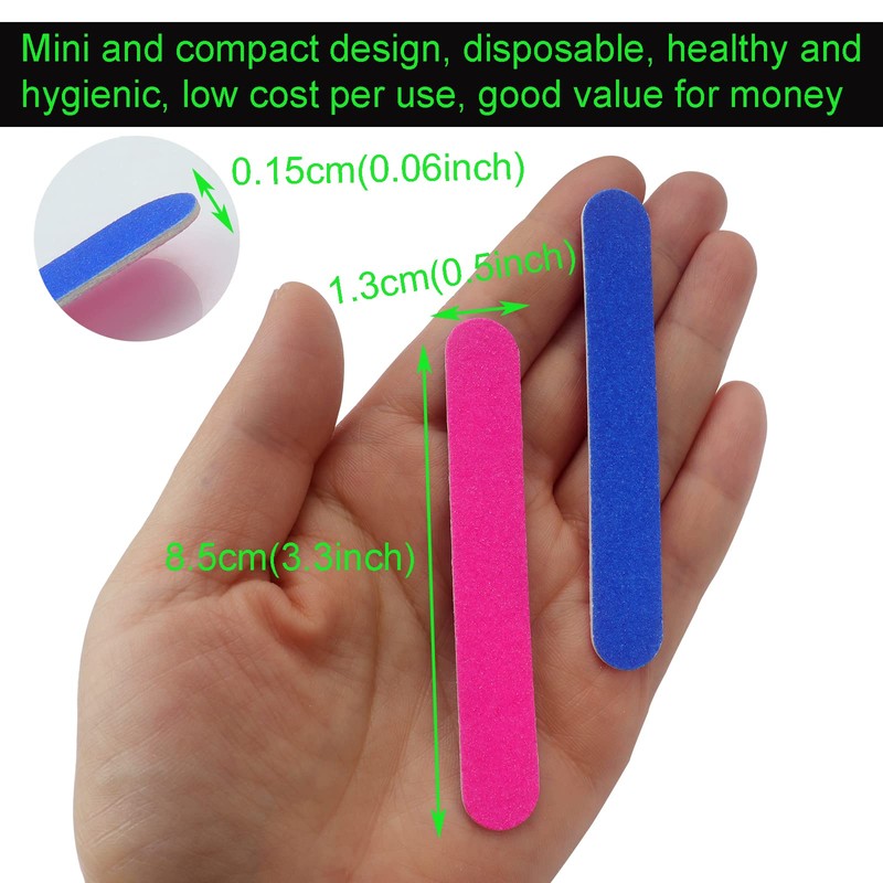 Roellgs Pack of 100 Professional Nail Files, Double Sided Disposable