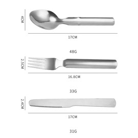 HABNI Stainless Steel German Army Cutlery 4-Piece Camping Cutlery Outdoor Cutlery