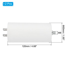 PATIKIL 100uf CBB60 Run Capacitor,2Pcs AC 250V 4 Pins 50/60Hz Cylinder Bottom with M8 Screw for Washing Machine,Cleaning Machine Pump Motor Star