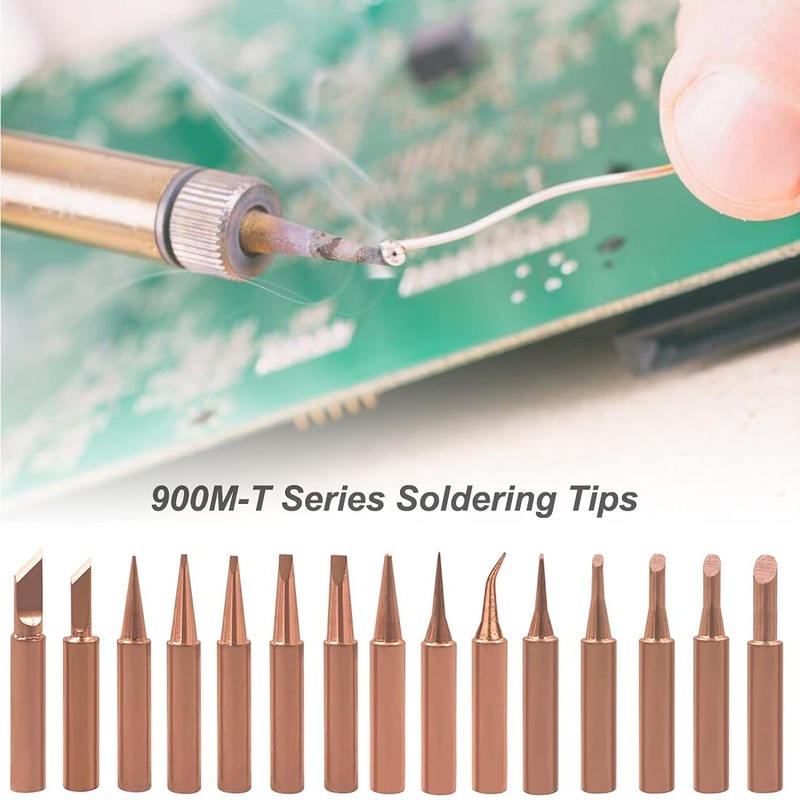 Saipor 15 Pcs Pure Copper Soldering Iron Tip Kit 900M-T
