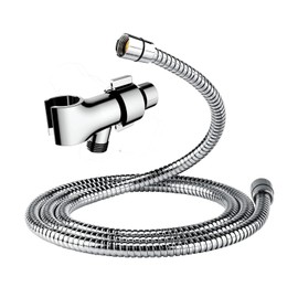 AquaYouth Shower Hose & Holder for Handhelds, 79" Extra Long Shower Hose, Built-in Explosion-Proof Braided Mesh Anti-leakage, 304 Stainless Steel Chrome Plated, with Shower Head Holder (chrome)