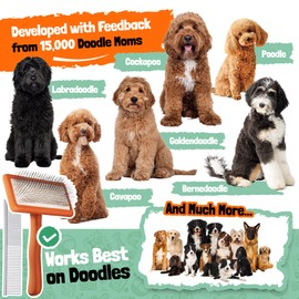 Doodle Brush for Dogs - Goldendoodle Brush with Poodle Comb and Cases Included - Goldendoodle Must Haves Grooming Tools - Designed for Doodles, Labradoodles, Bernedoodles - Medium - Orange