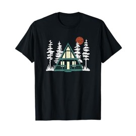 A Frame Cabin Woods Nature Sunset Outdoors Vintage Retro T-Shirt