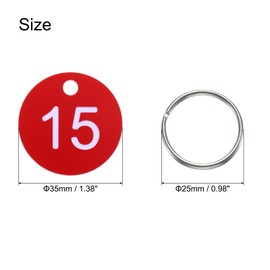 Sourcing Map Number Key Tags 1-20, 20 Pcs 35mm Round Plastic Numbered Keychains for Dormitory Keys House Lockers, Red