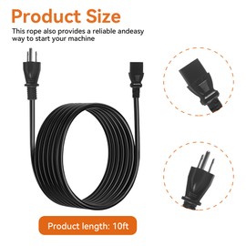 10ft 3-Prong AC Power Cord for Pellet Grills - Compatible with Traeger Ironwood 650/885, Pro 575/780, Timberline 1300/850 (Gen 2 only) - Pellet Smoker Grill Power Cord Kit