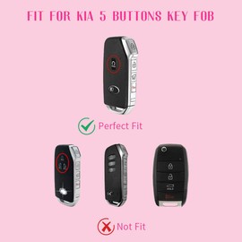 vehicleloong Key Fob Cover Case Shell Keychain for Kia Sportage Forte K5 Soul Sorento Telluride NIRO Seltos Cerato Stinger 2020 2021 2022 2023 2024 2025 Accessories Bling Girly Women, Gold Pink, TPU