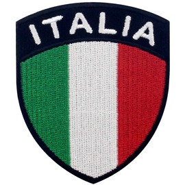 EmbTao Italy Shield Flag Patch Embroidered Applique Fastener Hook & Loop Italian National Emblem