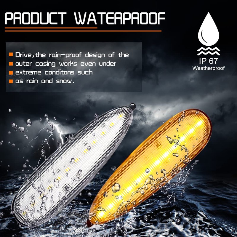 Tonsya Full Amber Led Light White Clear Lens kit Compatible