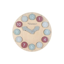 Kindsgut Educational Watch, Wooden Educational Toy for Children, Unisex, Numbers 1-12 and 13-24, Playful Learning, High Quality, Subtle Colours and Simple Design
