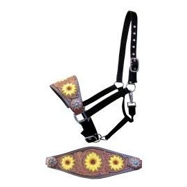 Showman Adjustable Nylon Bronc Halter w/Hand Painted Sunflower Noseband! New Horse TACK!