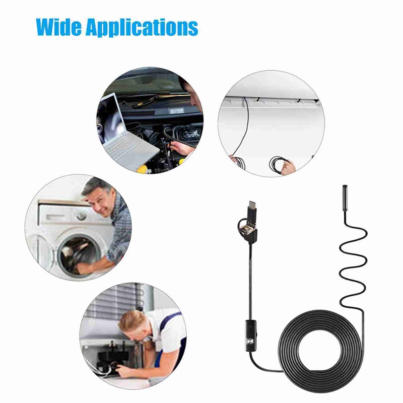 3-in-1 Industrial Endoscope Borescope Inspection Camera Built-in 6 LEDs IP67
