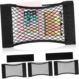 Ipetboom 4piezas Almacenamiento con Cierre de Contacto para Coche Bolsillo de Malla Adhesiva de Carga Pequeña para Respaldo del Asiento Organizador Interior