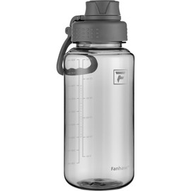 Fanhaw 32 oz Clear BPA-Free Tritan Water Bottle with Fast-Flow Spout Lid, Leakproof Wide-Mouth Reusable Bottle for Gym, School & Office (Gray)