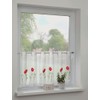 Sehlbach Bistro Curtain, Voile Embroidery, Poppy, White, 155 x 45