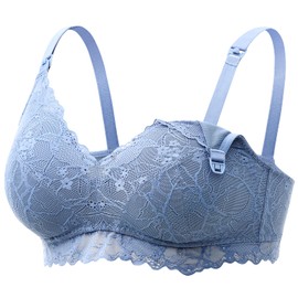 Momcozy Lace Nursing Bra, Wirefree Padded Nursing Bras for Breastfeeding, V Neck Maternity Bra for Pregnancy, Soft Lace