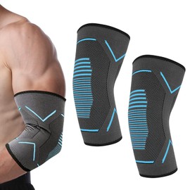 Finehenchi Elbow Support for Men Women, 2 Pcs Breathable Elbow Brace, Anti-slip Elbow Sleeves for Weightlifting, Gym, Running, Cycling (XL)