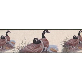 Duck Duckling on The Lake Shore Vintage Wallpaper Border Retro Design, Roll 15' x 7''