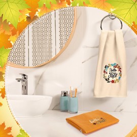 Geyoga 4 Pcs Fall Embroidery Fingertip Towels Fall Pumpkin Kitchen Hand Dish Towels Pumpkin Farmhouse Tea Washcloths for Bathroom Kitchen Autumn Home Decor Gifts