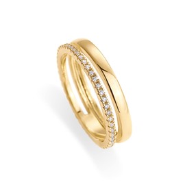 PAVOI 18K Yellow Gold Plated Cubic Zirconia Dual Stacking Rings for Women | Gold Eternity Band for Women | Thumb Ring | Size 8