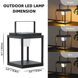 Solar Lantern Outdoor - IP44 Cordless LED Table Lamp, 6 Color Modes Rechargeable Portable Lights for Patio, Camping,Decoration, Adjustable Brightness (A)