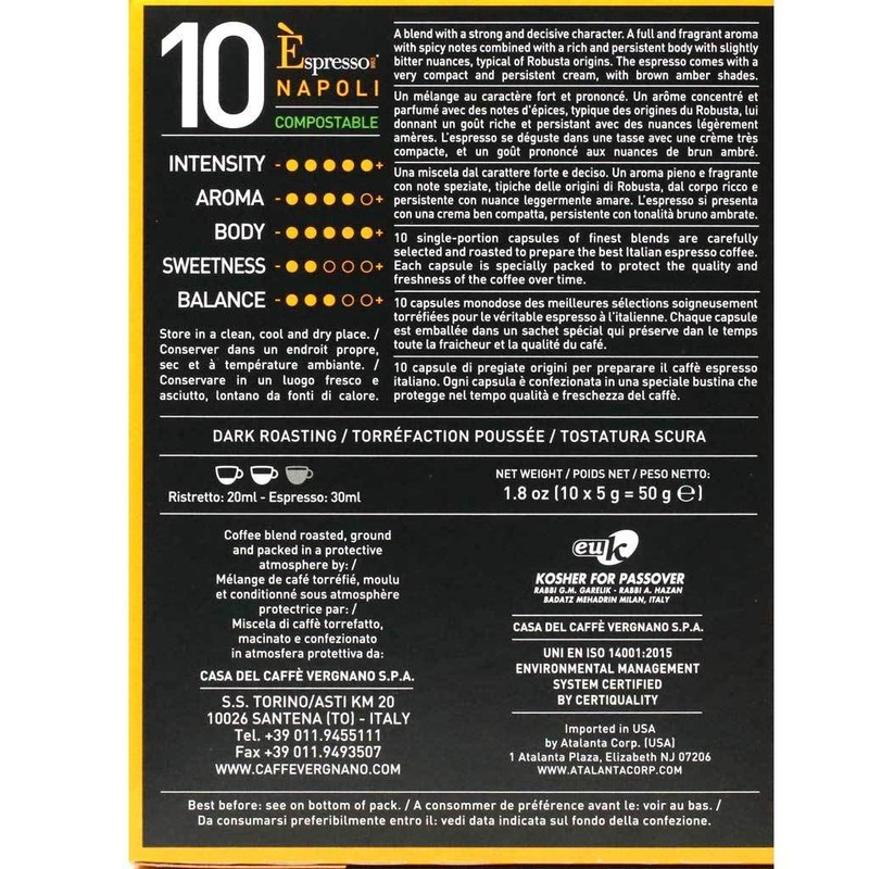 Caffe Vergnano - Napoli Espresso Coffee, 10 x 5g Capsules