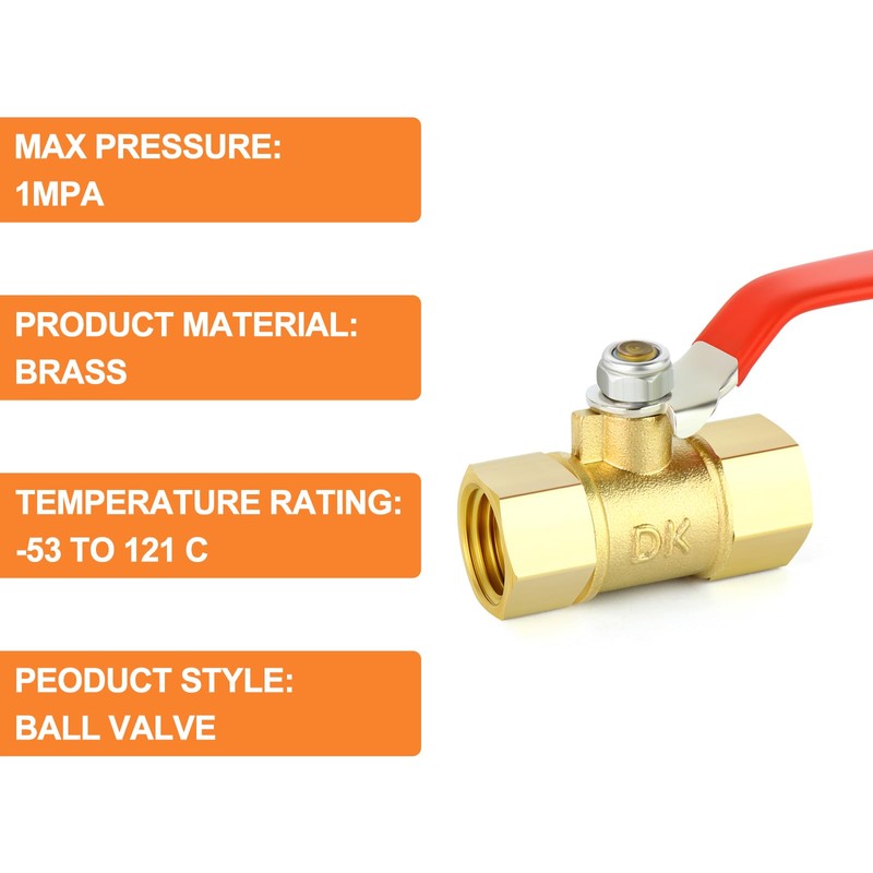 GASHER 6PCS 1/4 Inch Brass Mini Ball Valve Shut Off