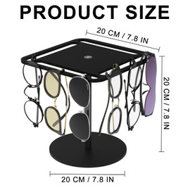 Sertay Acrylic Glasses Stand, Black Glasses Organiser, Sunglasses Storage Table, Sunglasses Holder, Rotating Glasses Stand, Suitable for Glasses, Sunglasses, Watches and Bracelets