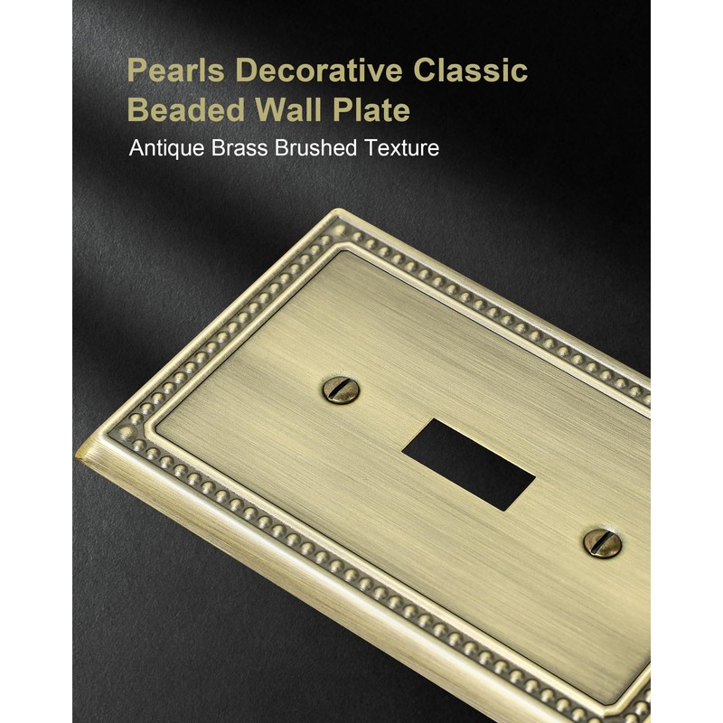TREEWELL 4-Pack Single Toggle Light Switch Cover Plate, Pearls Decorative