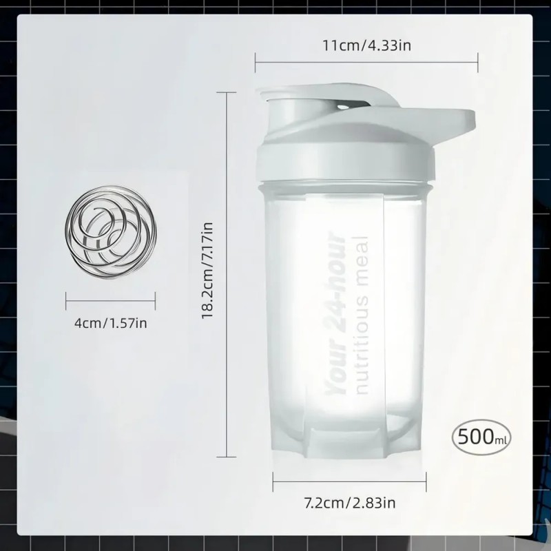 2pcs Shaker Proteína 500ml Con Esfera Mezcladora Genérico